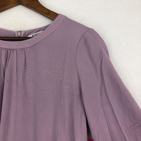 JustFab NWT Women's Size Medium Purple Long Sleeve Fit & Flare Mini Dress - Picture 3 of 13